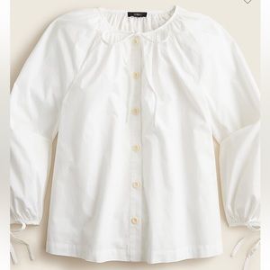 J. Crew Tie-sleeve button-front cotton poplin top
